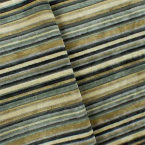 1 YD PC-Gray/Beige Chenille Stripe Home Decorating Fabric