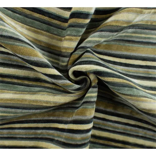 1 YD PC-Gray/Beige Chenille Stripe Home Decorating Fabric