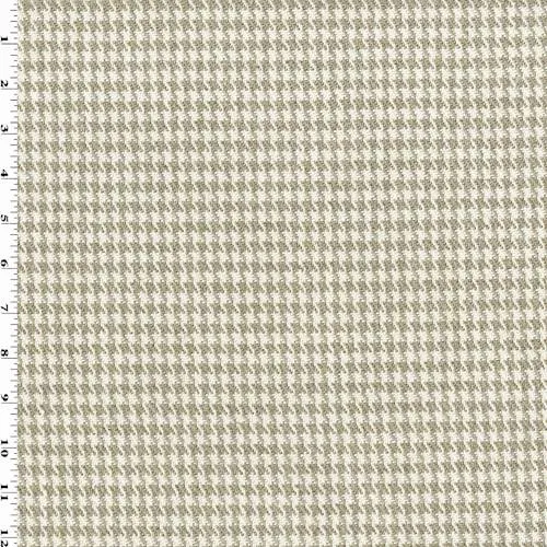 1 YD PC-Taupe Beige/Ivory Linen Houndstooth Home Decorating Fabric