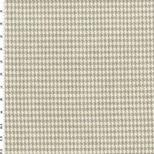 1 YD PC-Taupe Beige/Ivory Linen Houndstooth Home Decorating Fabric