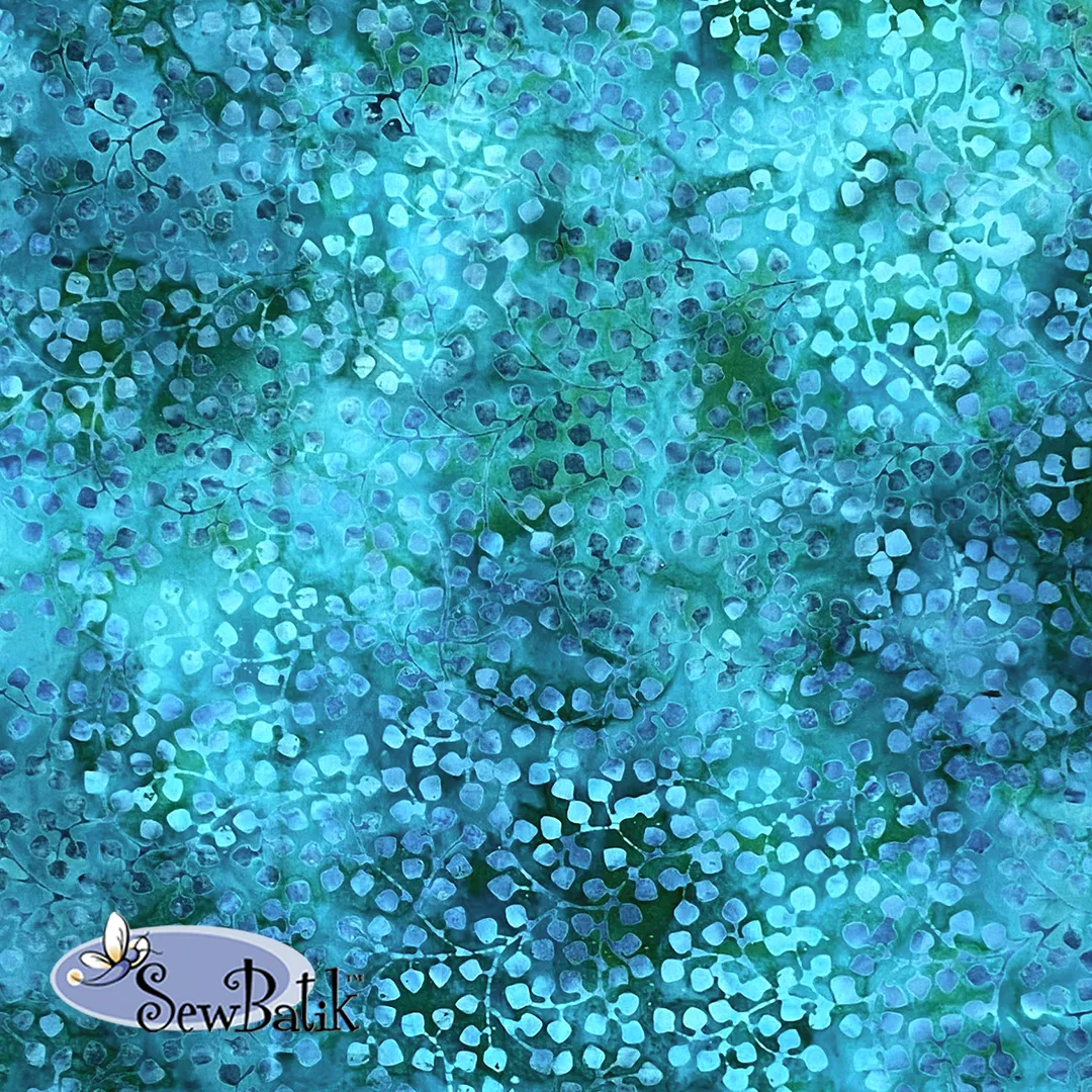 115" Wide Batik - Gardenista Vine - Ocean Teal