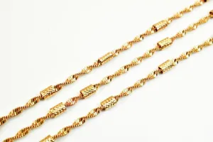 18K Pinky Gold Filled Look, EP Chain Twisted Herringbone Chain, Tube Chain Width 2.5mm Thick 2.5mm Findings for Jewelry Making Sold by Foot PGF25