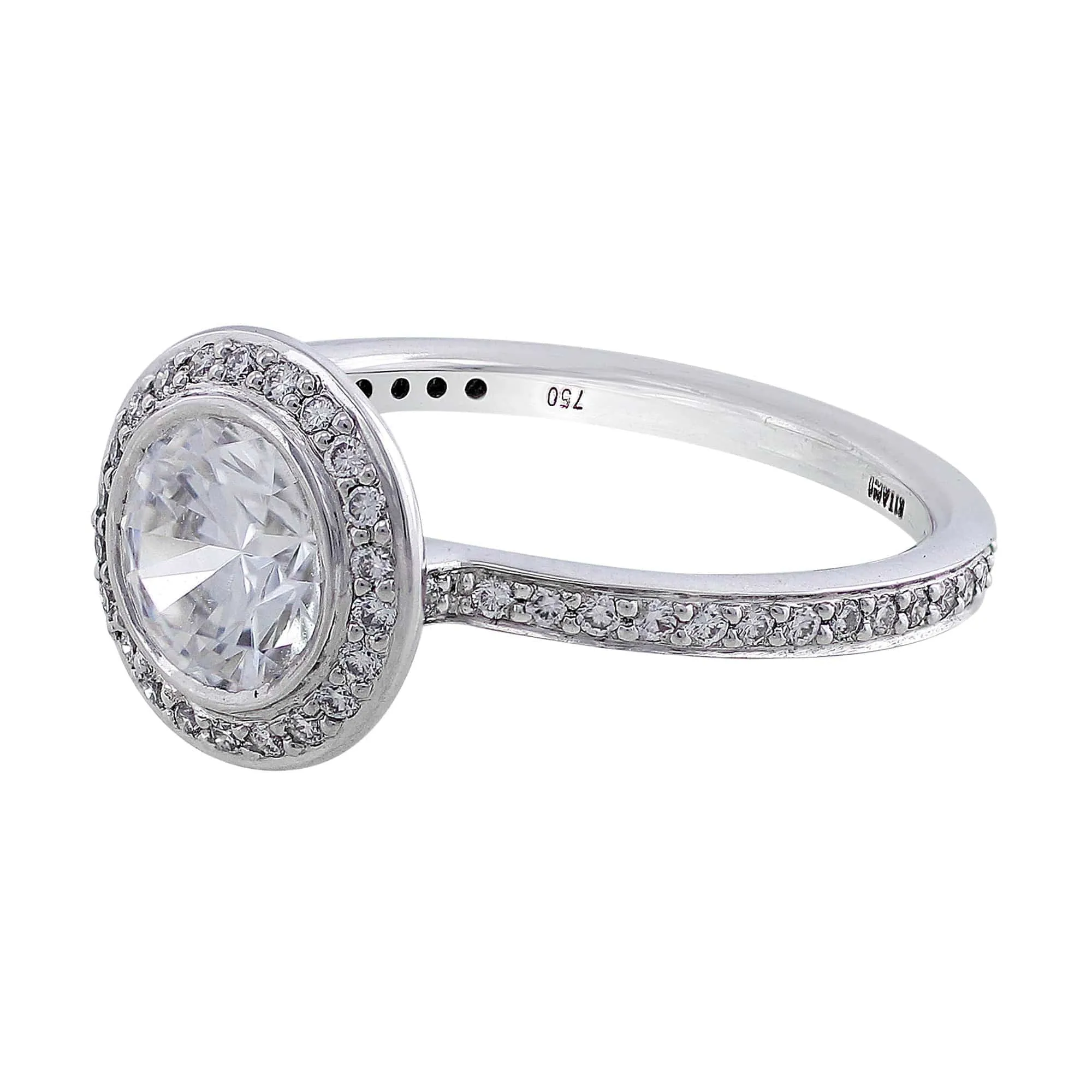 18k White Gold Endless Love Bezel Set Solitaire Diamond Ring