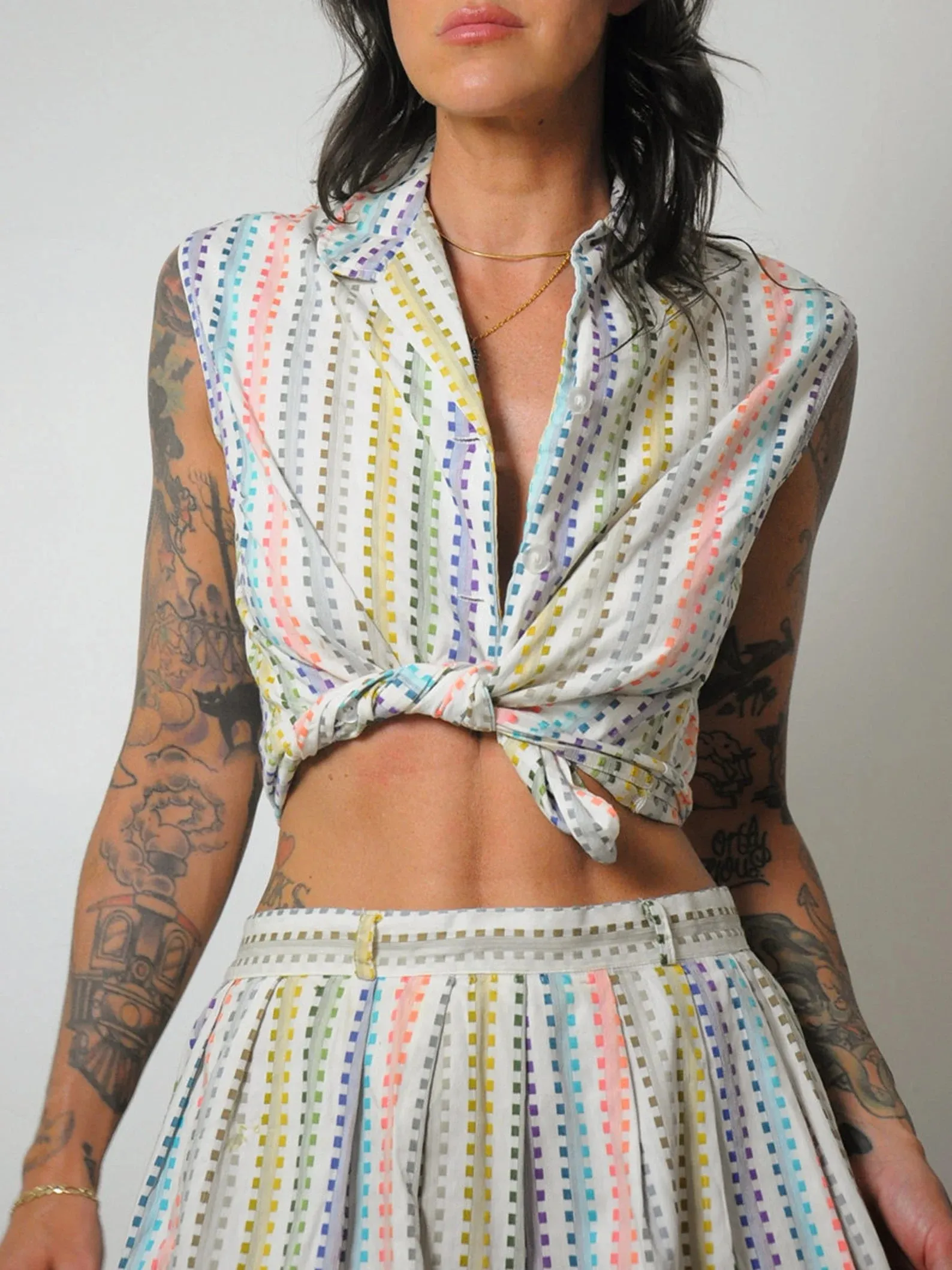 1950's Rainbow Woven 2 Piece Skirt Set