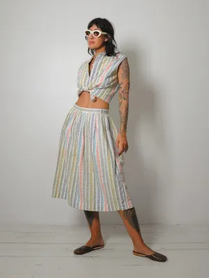 1950's Rainbow Woven 2 Piece Skirt Set