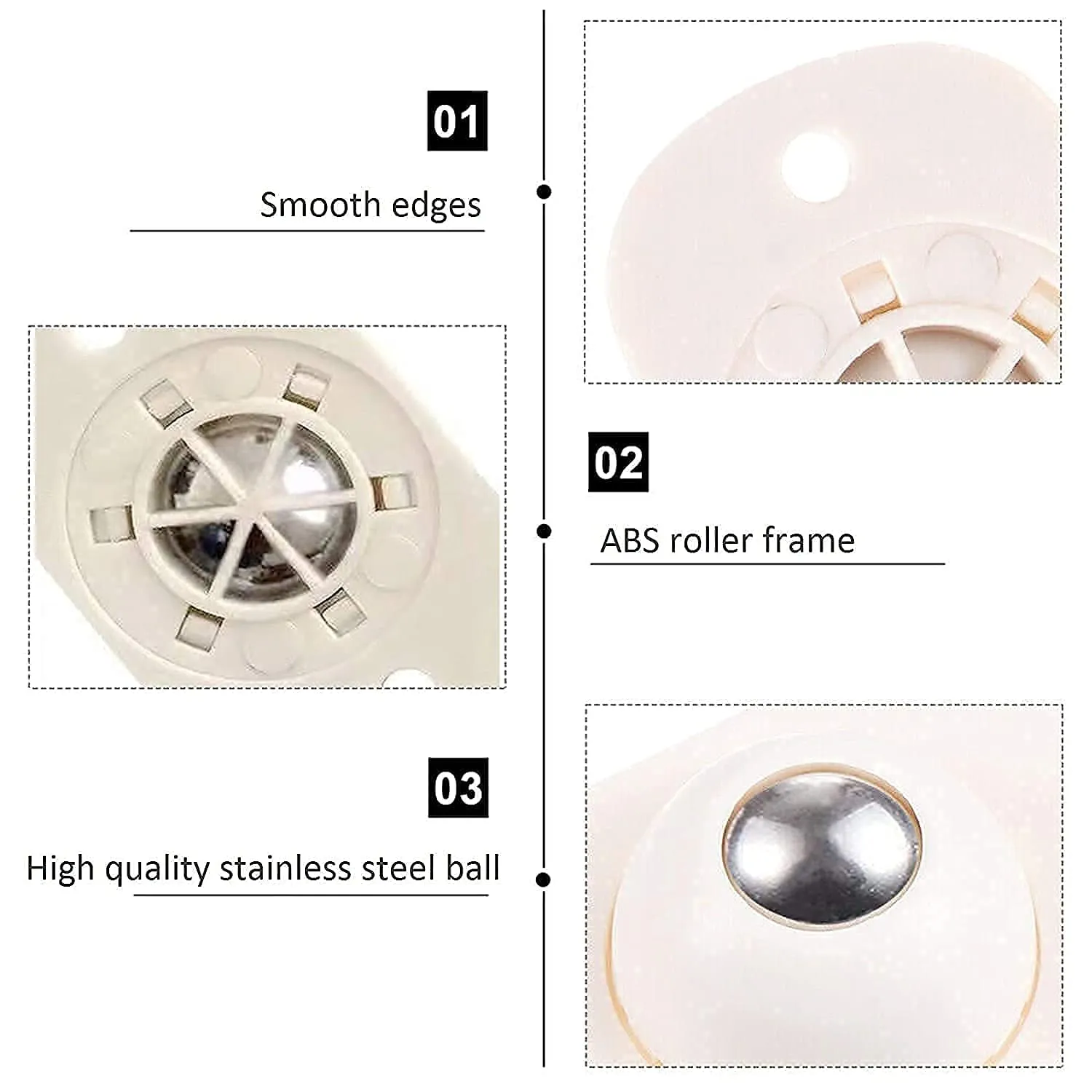 4 Piece Self Adhesive 360 Degree Mini Swivel Casters Wheels