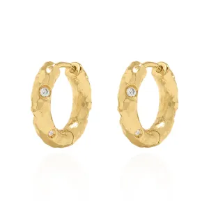 Avery Hammered Huggie Hoops | 18k Gold Plated