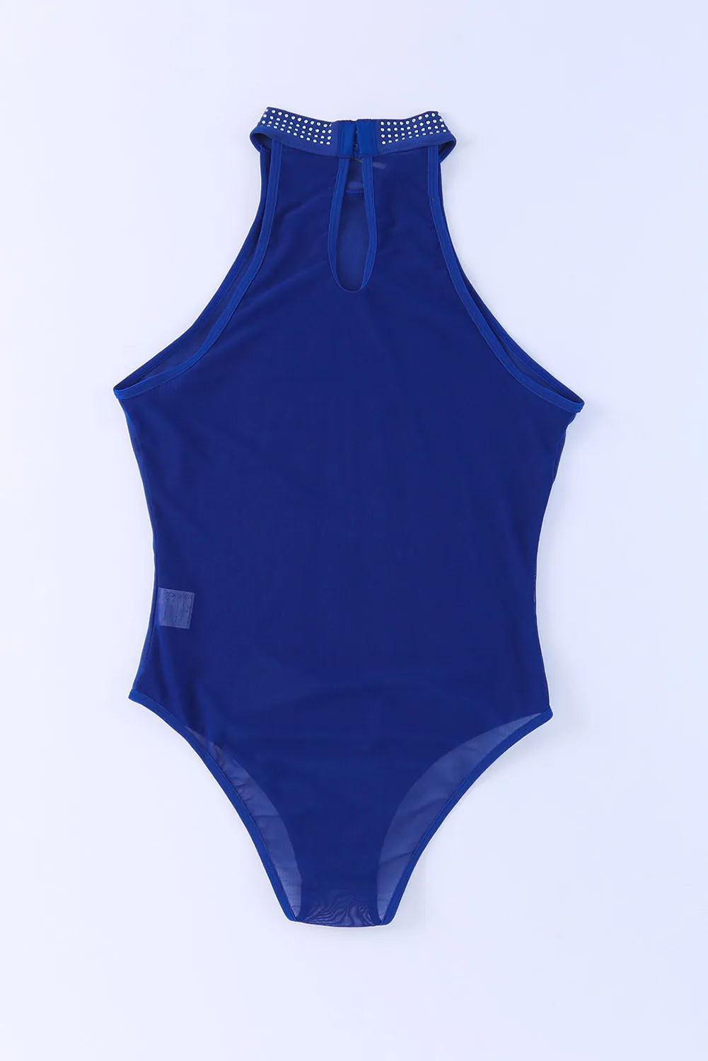 BerryBetty - Blue High Neck Sleeveless Diamante Bodysuit