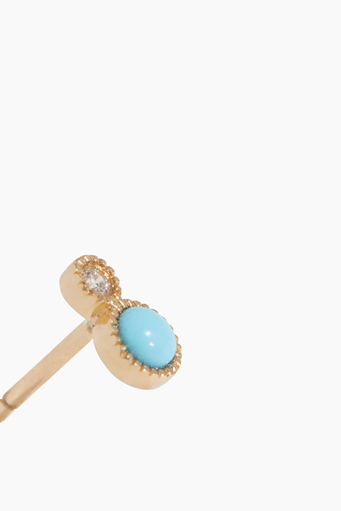 Bezel Diamond Turquoise Single Stud in 14k Yellow Gold