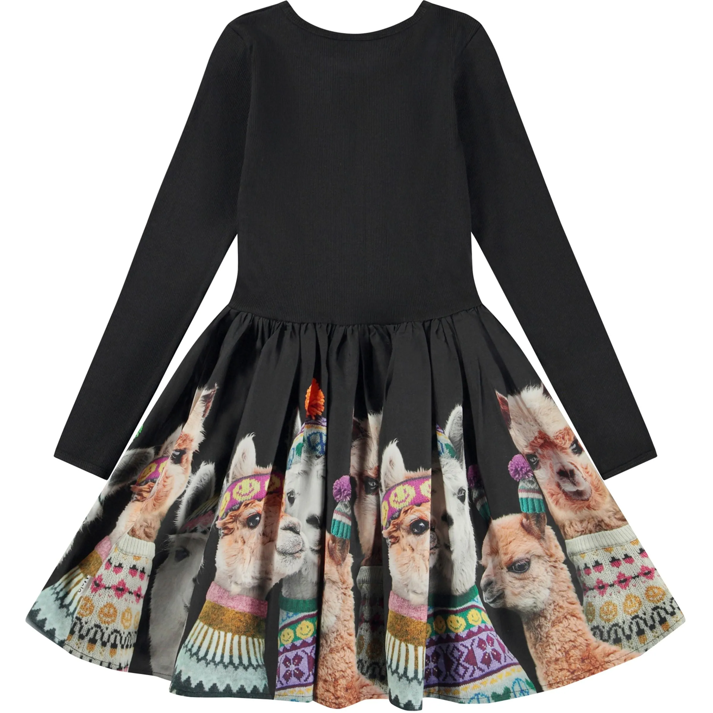 Black Llamas Print Dress