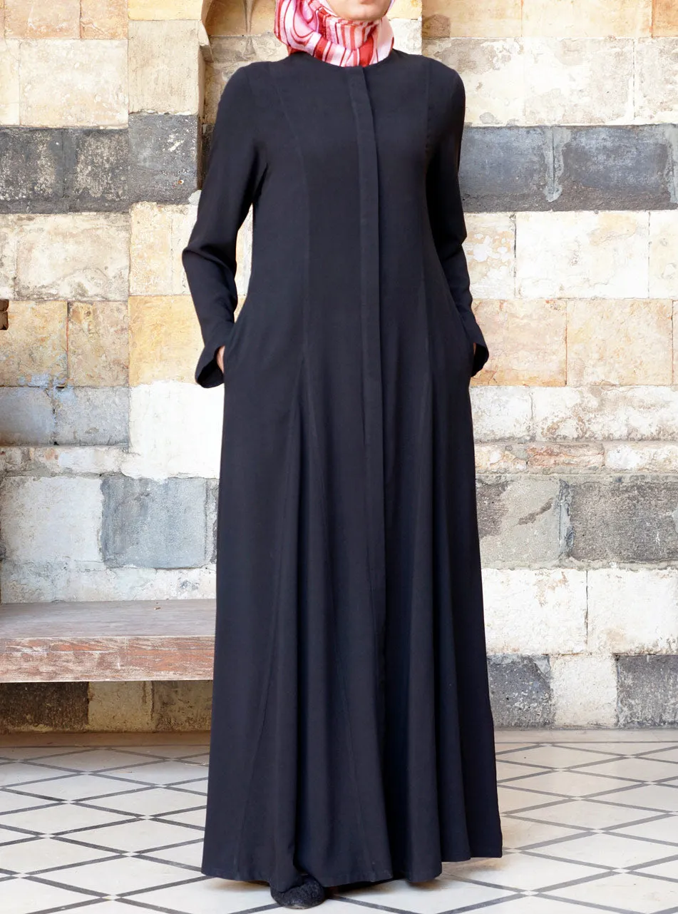 Buttoned Opening Godet Abaya