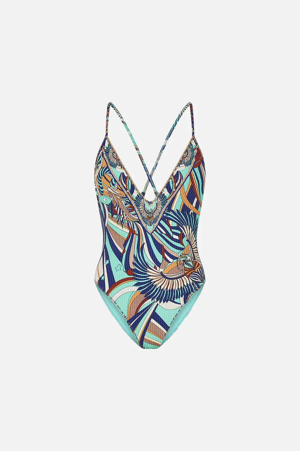 Camilla V Neck One Piece With Multicolour Stitching -Oasis Oracle