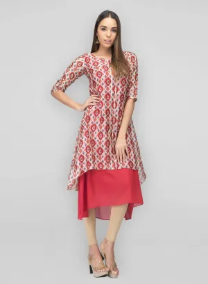 Chanderi Red White Marina Dress