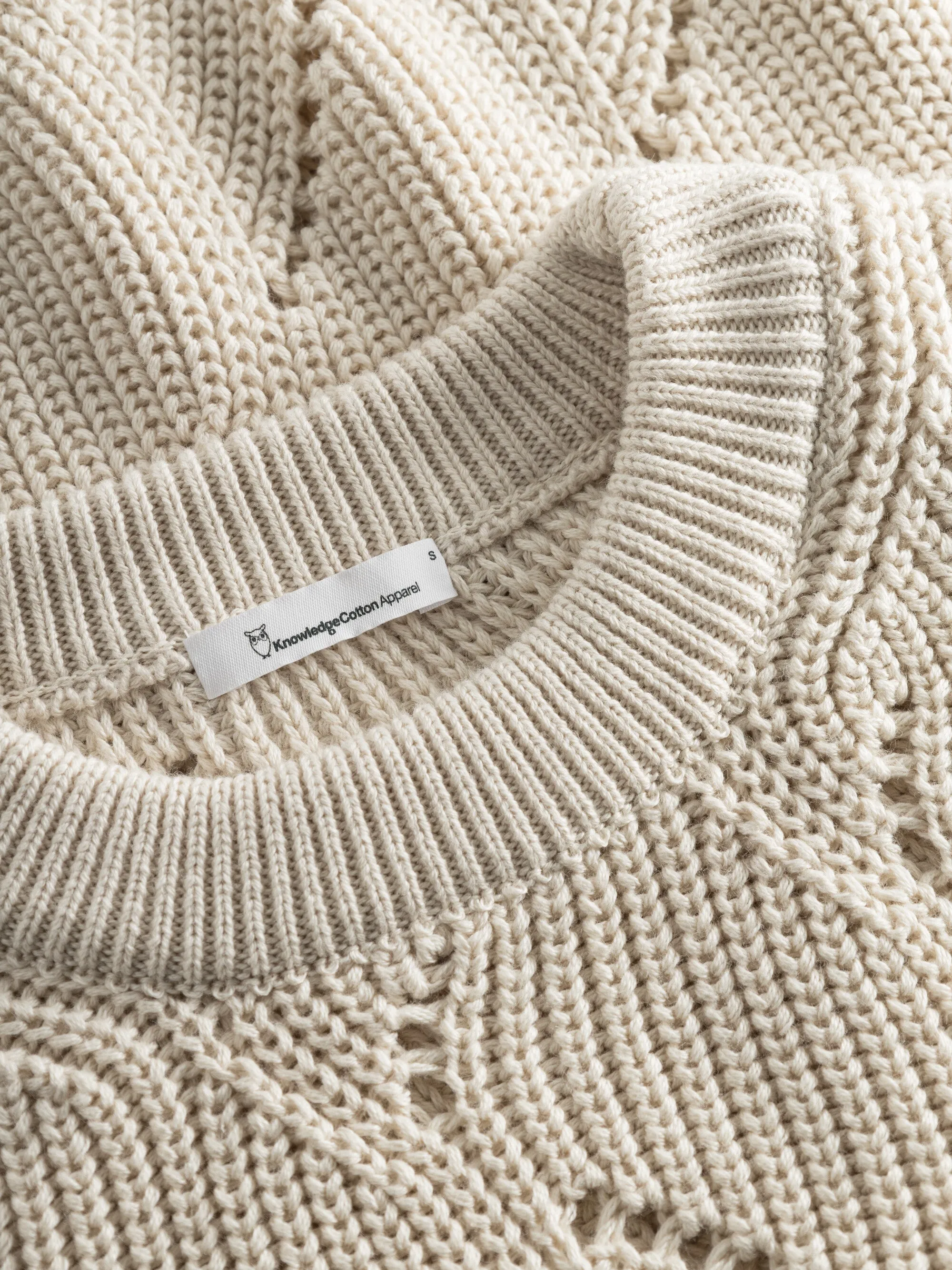 Cotton cable crew neck - Buttercream