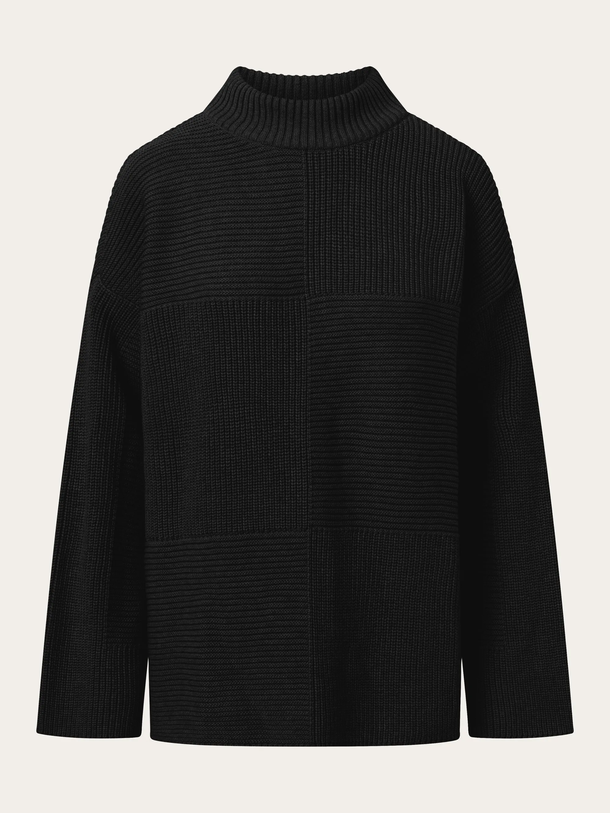 Cotton loose fit crew neck knit - Black Jet