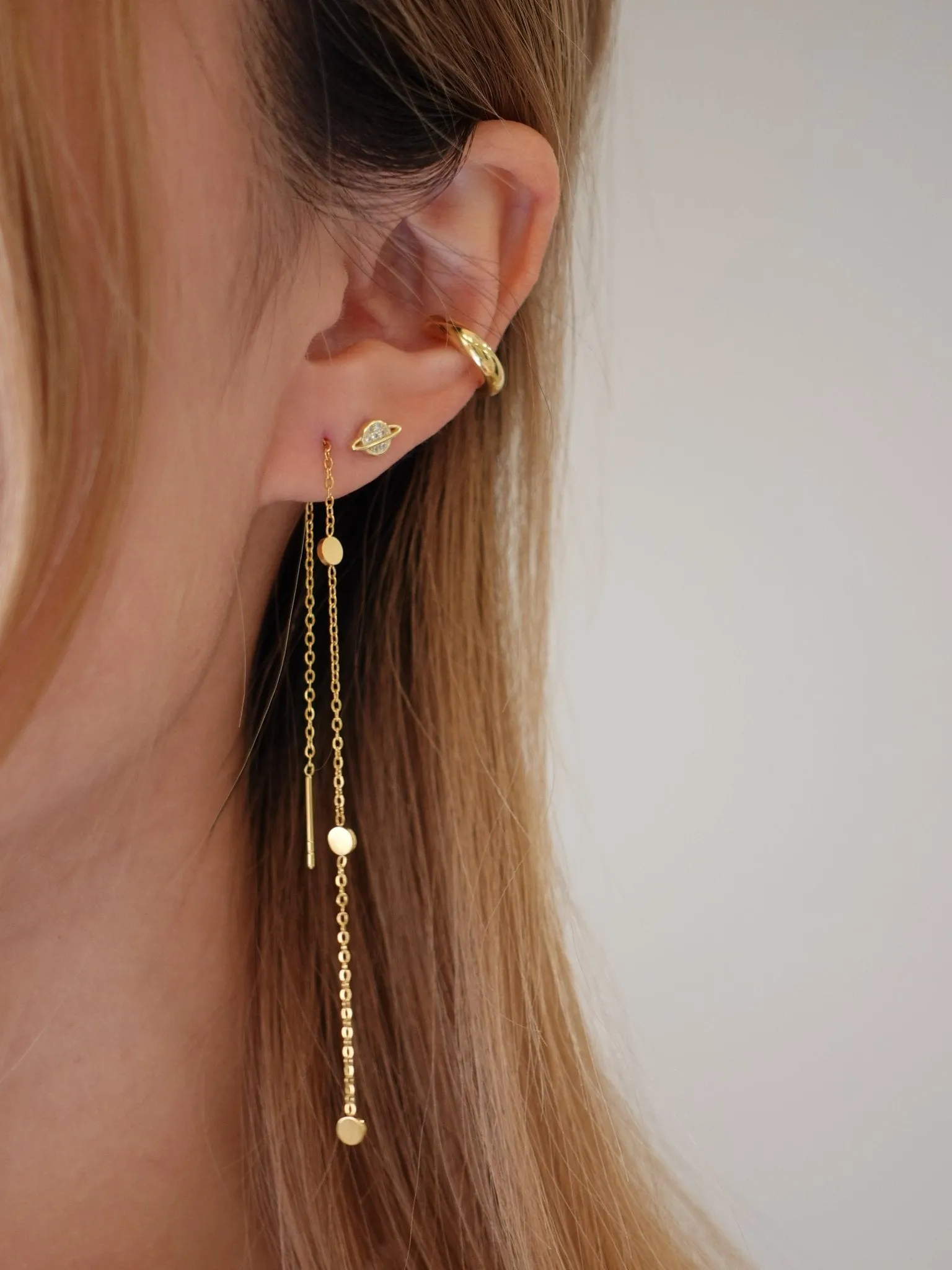 Crystal Saturn Studs in Gold