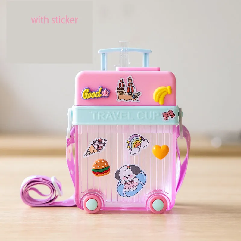 Cute Travel Cup Water Bottle for Kids with Portable Strap