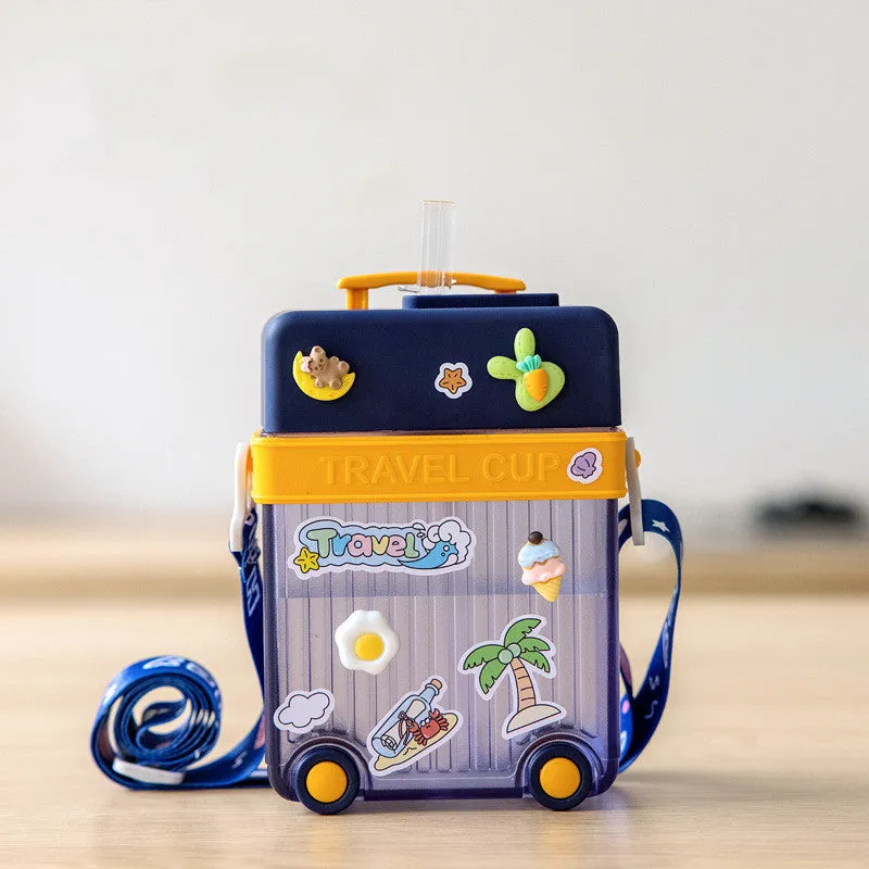 Cute Travel Cup Water Bottle for Kids with Portable Strap