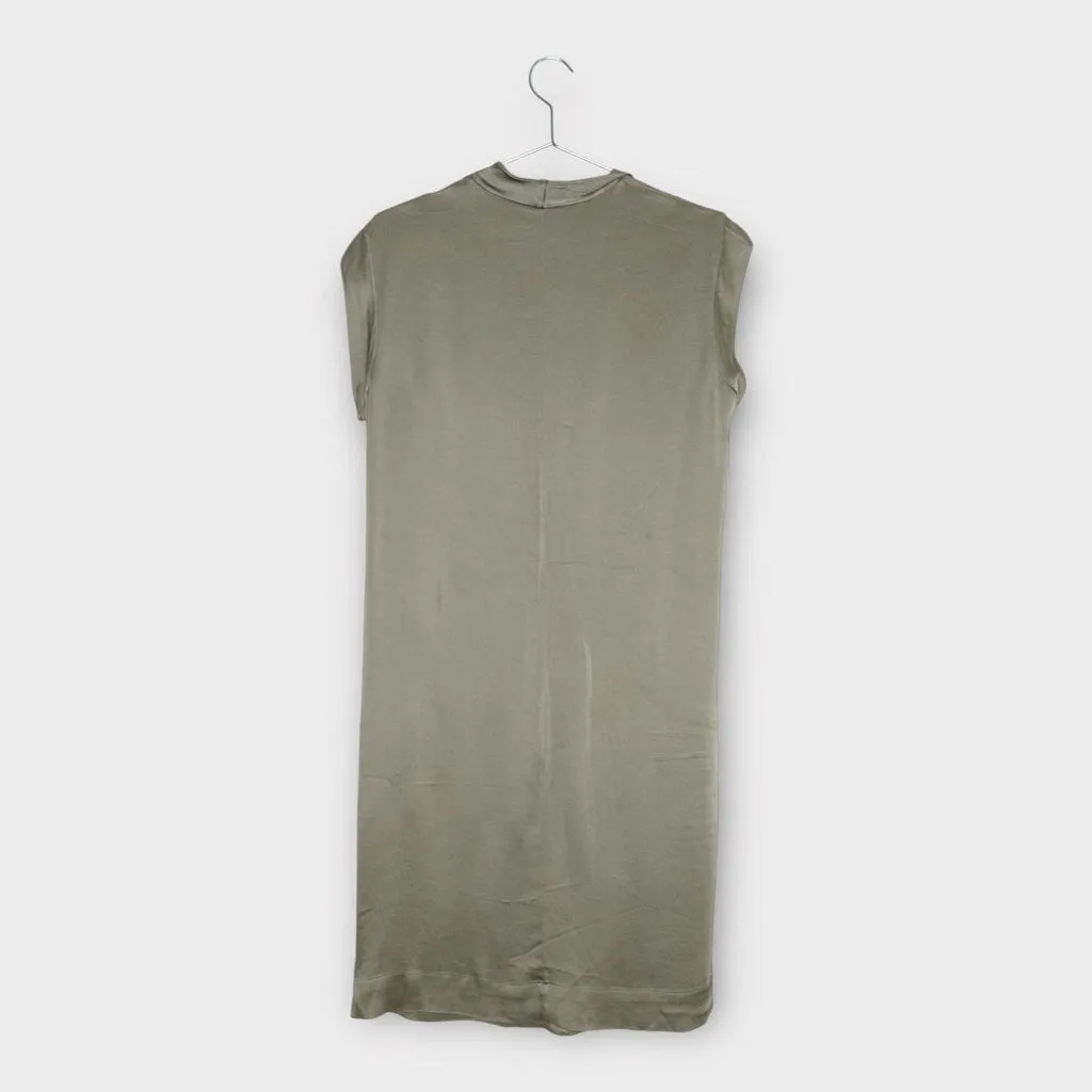 Escada Metallic Grey Cap Sleeve Shift Dress