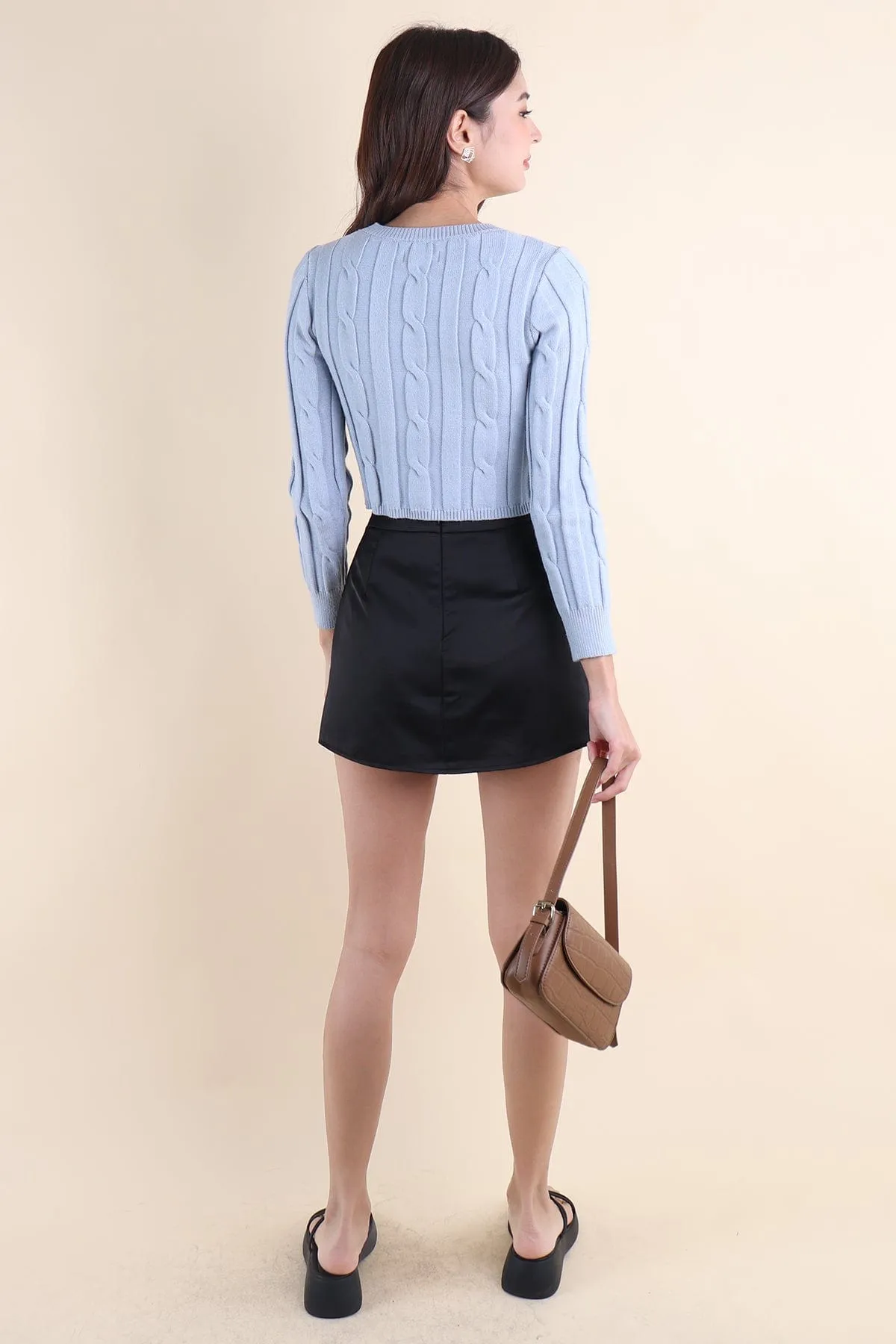 EVA CABLE KNIT TOP IN PERIWINKLE BLUE