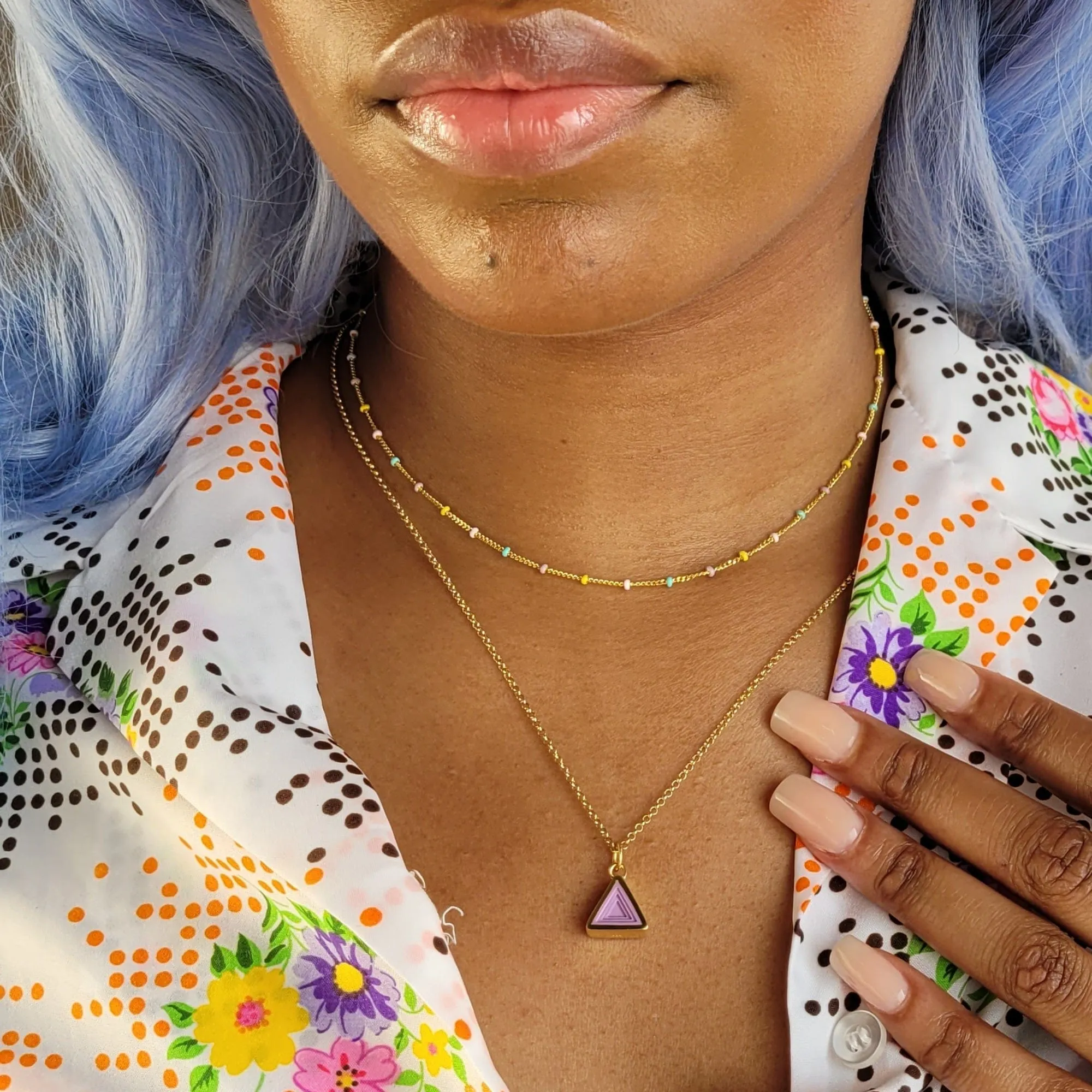 Gold Plated Rainbow Satellite Chain Necklace