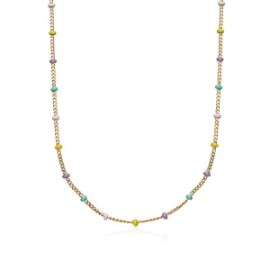 Gold Plated Rainbow Satellite Chain Necklace