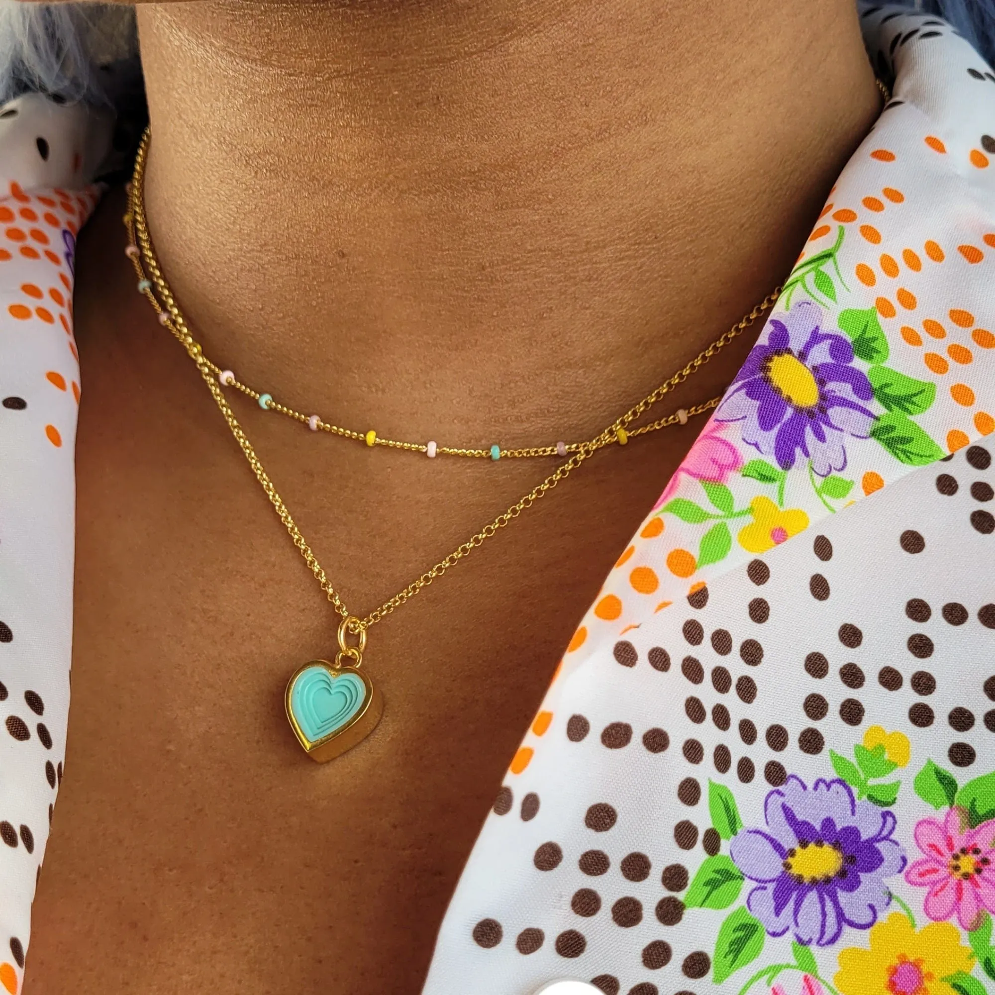 Gold Plated Rainbow Satellite Chain Necklace