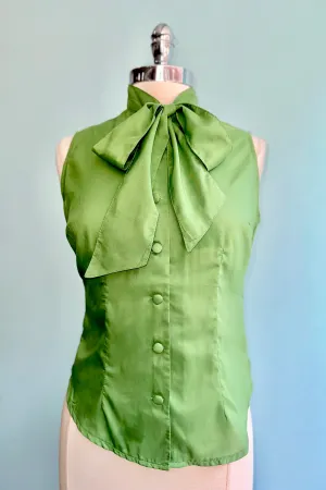 Green Sleeveless Tie Neck Top by Voodoo Vixen