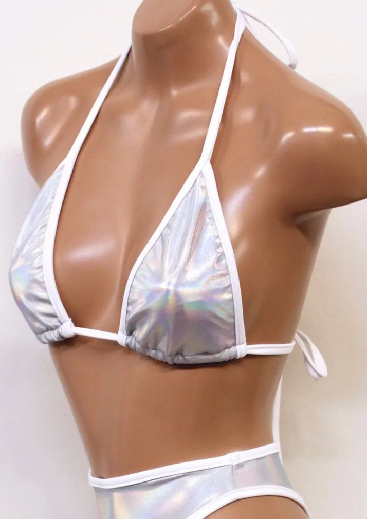 Hologram Triangle Bikini Top in Iridescent