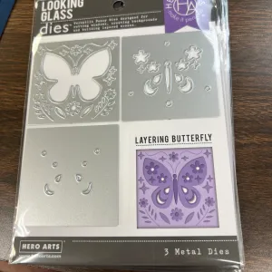 Layering butterfly looking glass dies by Hero Arts