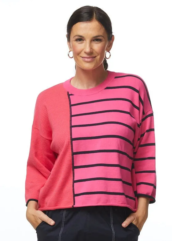 LD & Co - Stripe Detail Top - Fuchsia - LC5567