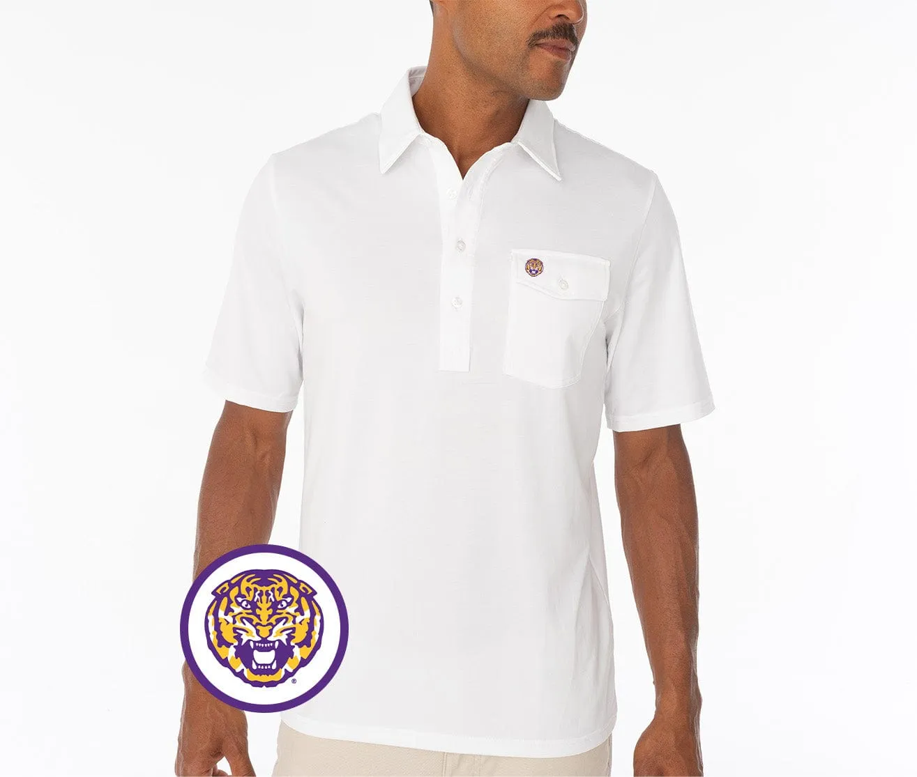 LSU - Coach's Performance Players Shirt - Tiger - White