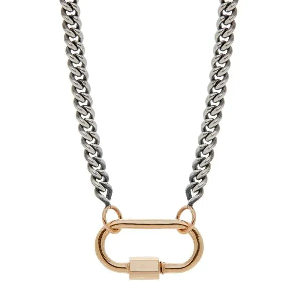 Marla Aaron Silver Heavy Curb Chain with Yellow Gold Loops