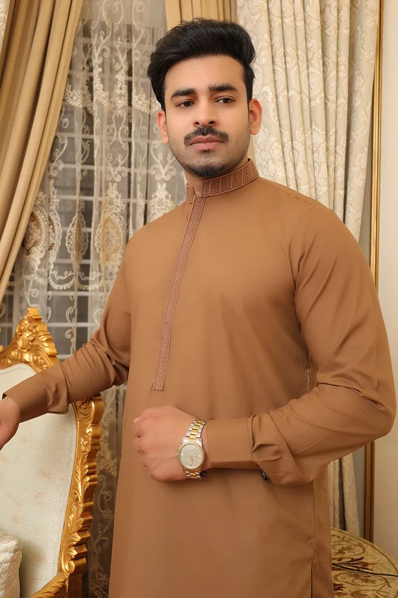 Men Premium Kameez Shalwar Brown