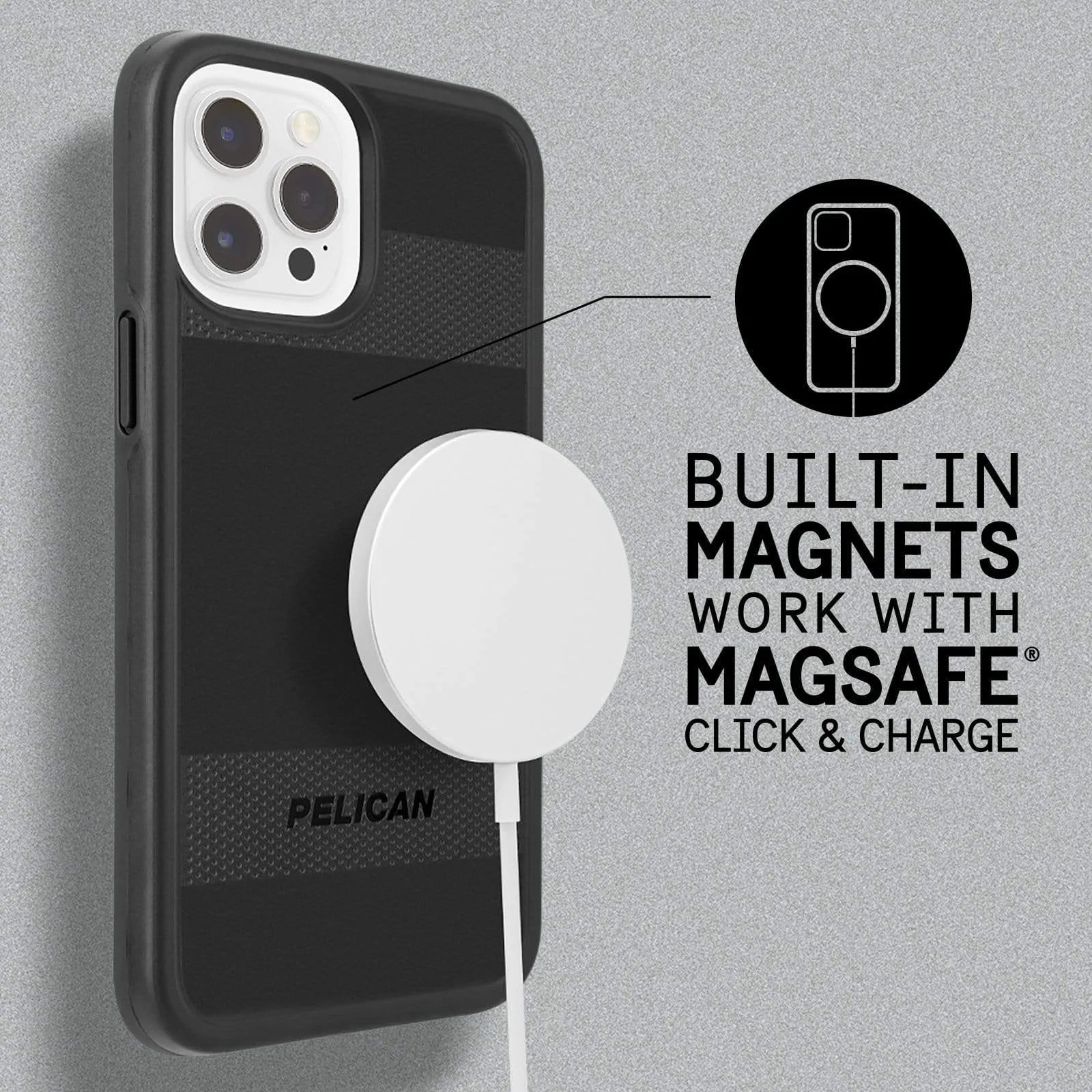 Pelican Protector (Works with MagSafe) Case for iPhone 12 Pro Max Devices - Black