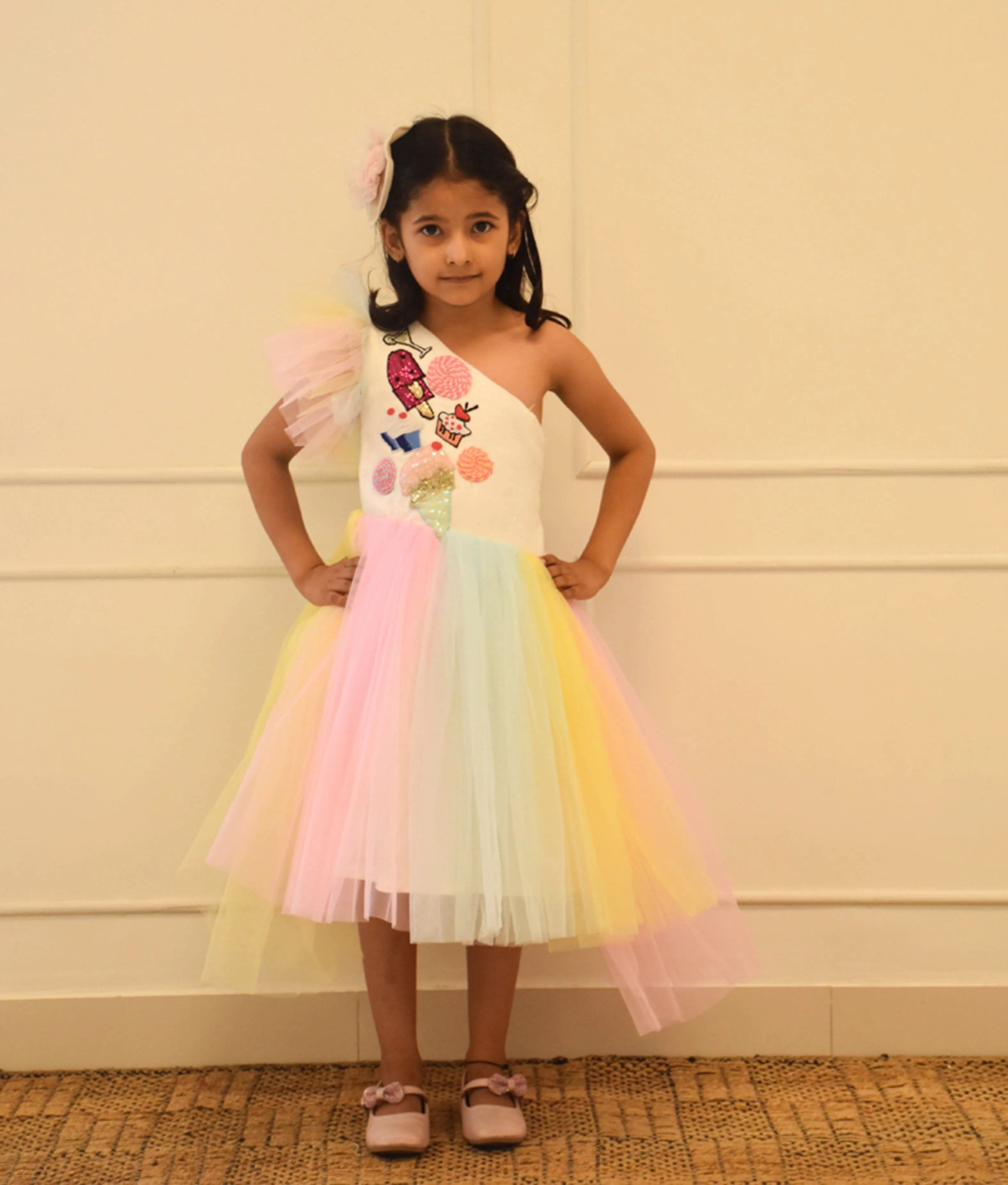 Pre-Order  Multi Colour High Low Dress  for Girls