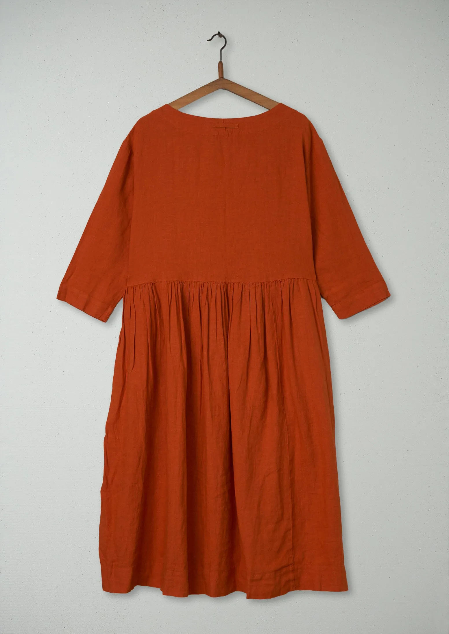 Renewed Boat Neck Linen Dress Size M (089) | Tangerine