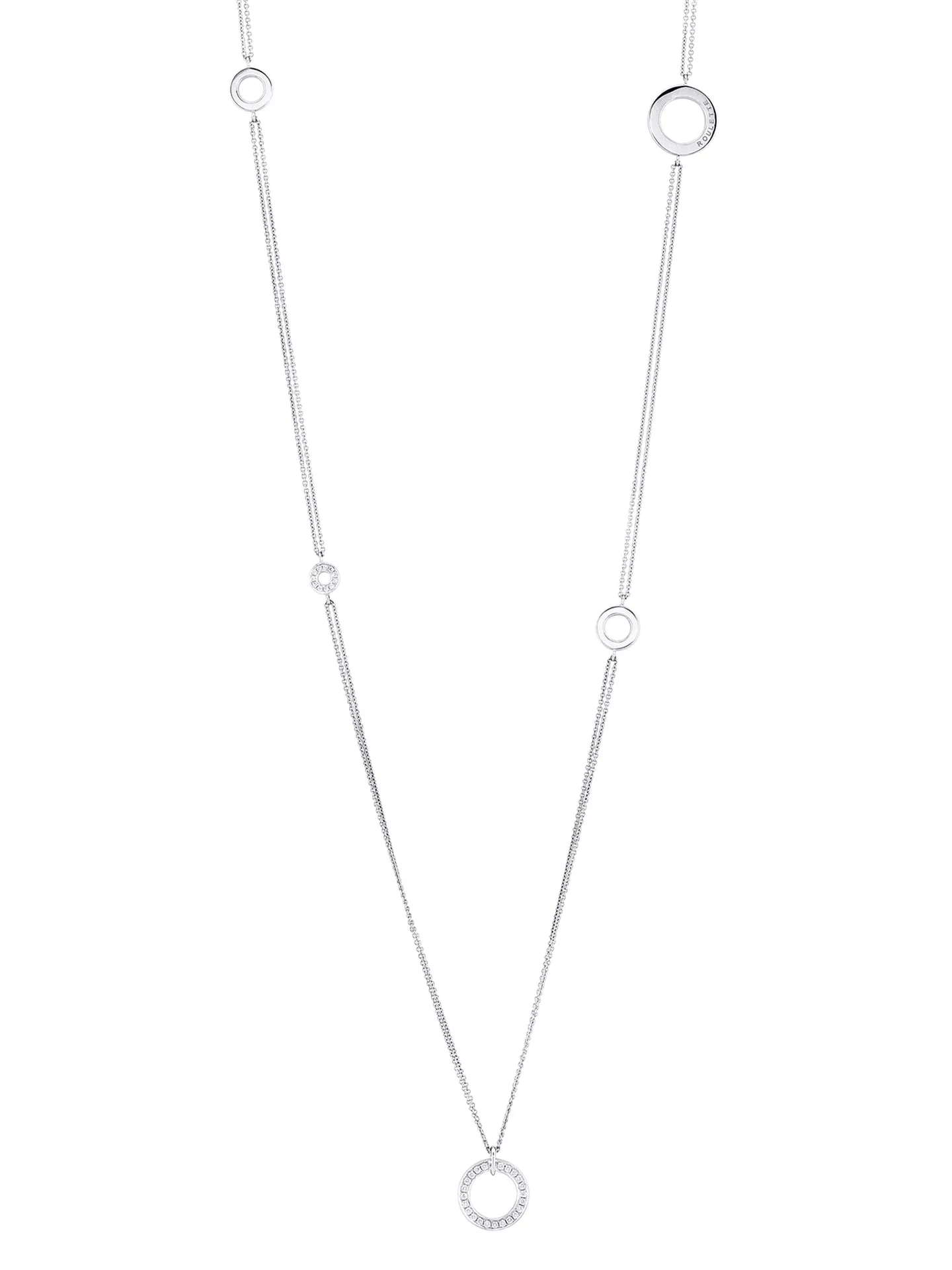 Roulette Long Mini White Gold Necklace