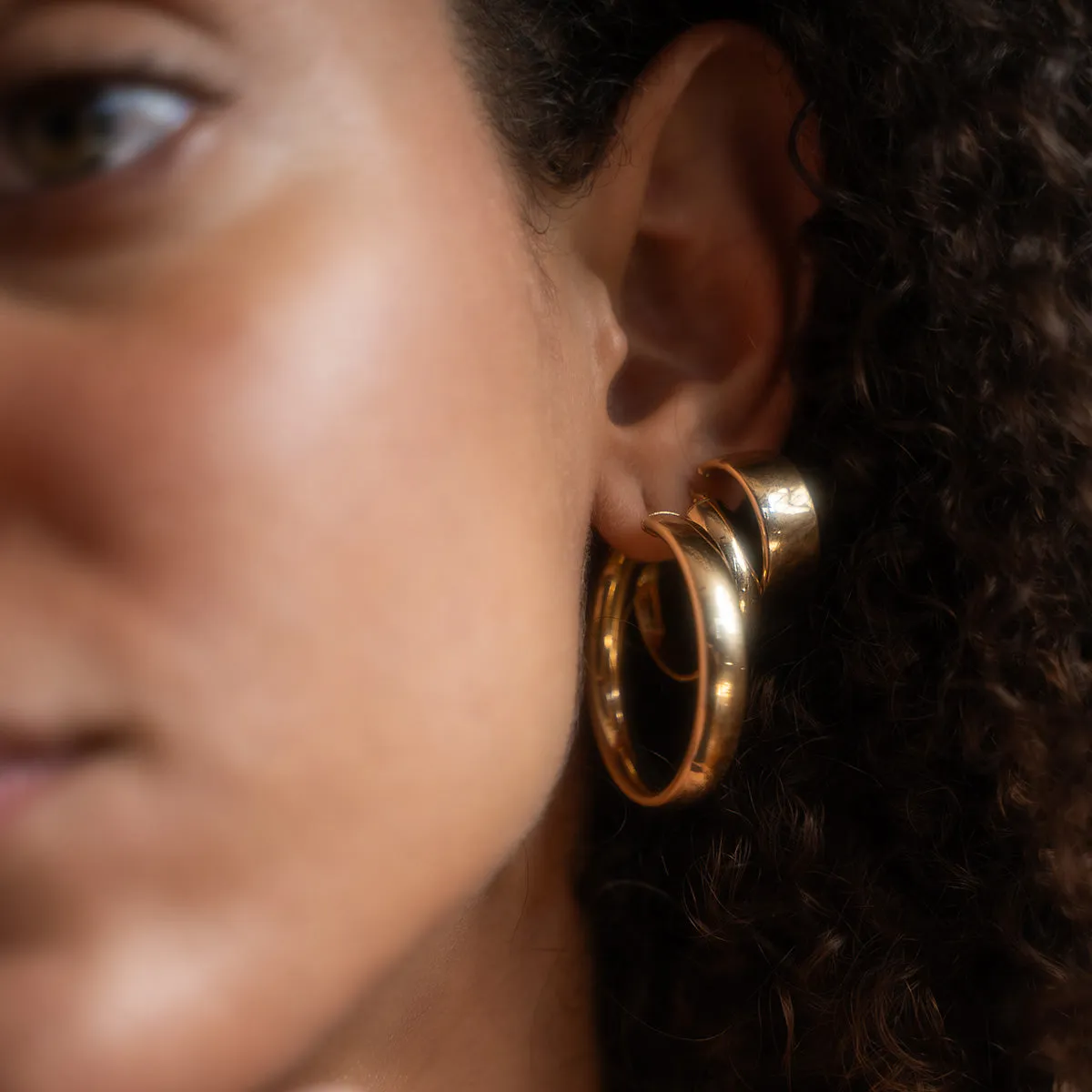 Solid Gold Large Hollow Hoops