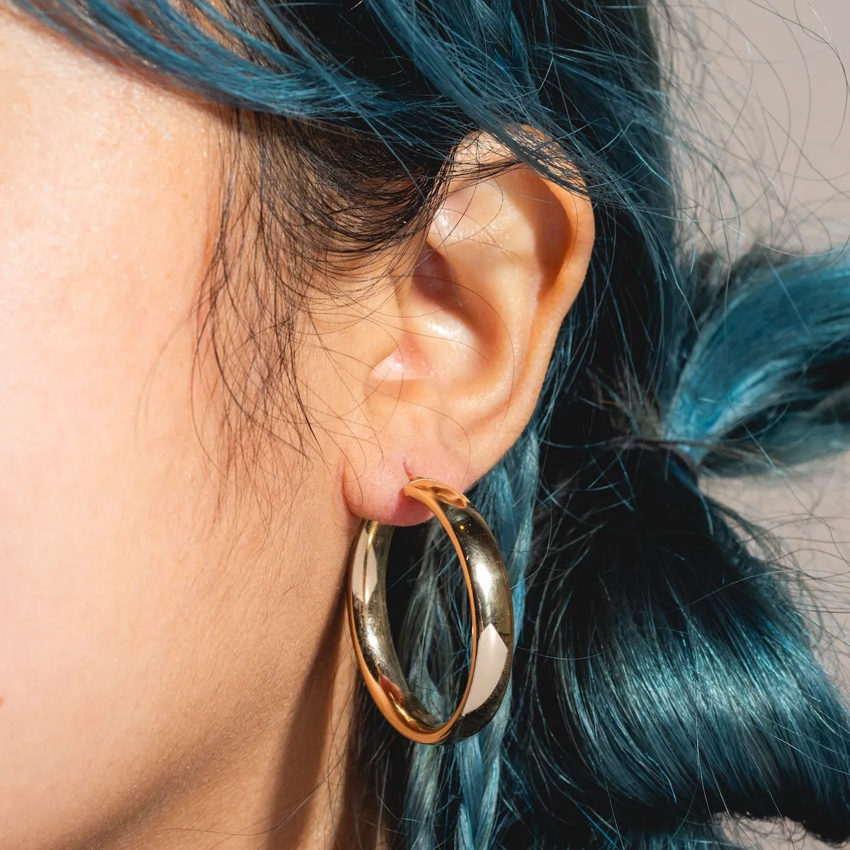 Solid Gold Large Hollow Hoops