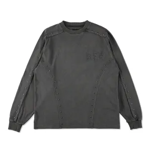 Sulfer Acid Studs C-off L/S Top / CHARCOAL