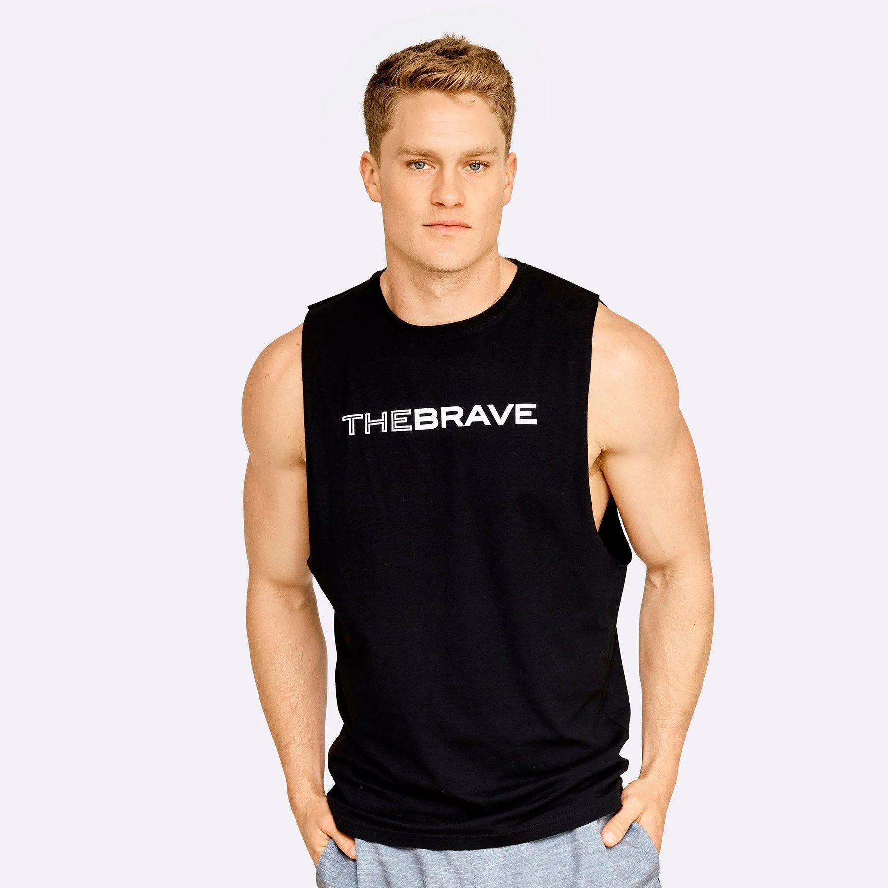 The Brave - Men's Waverider Muscle Tank - Black/White