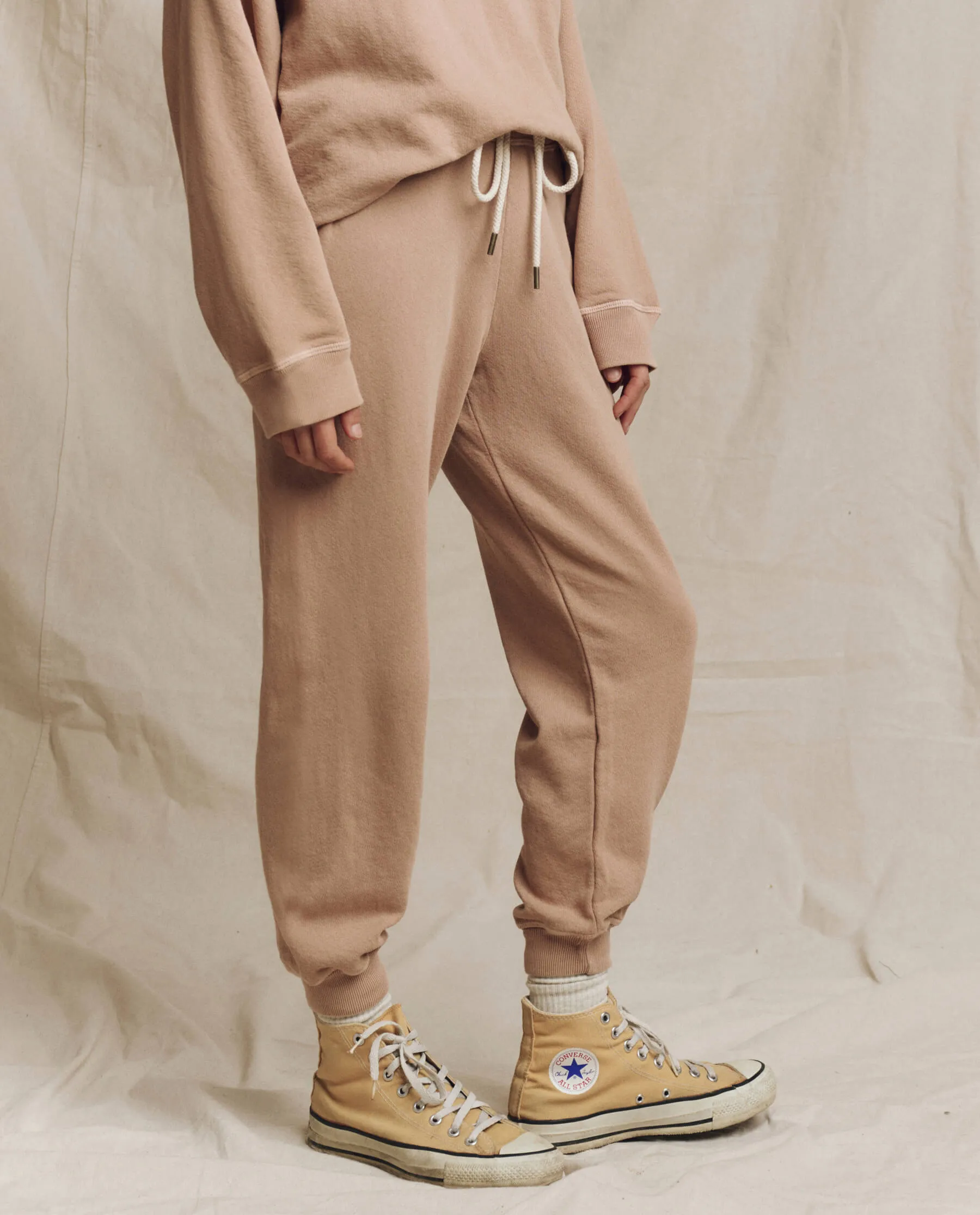 The Cropped Sweatpant. Solid -- Biscotti