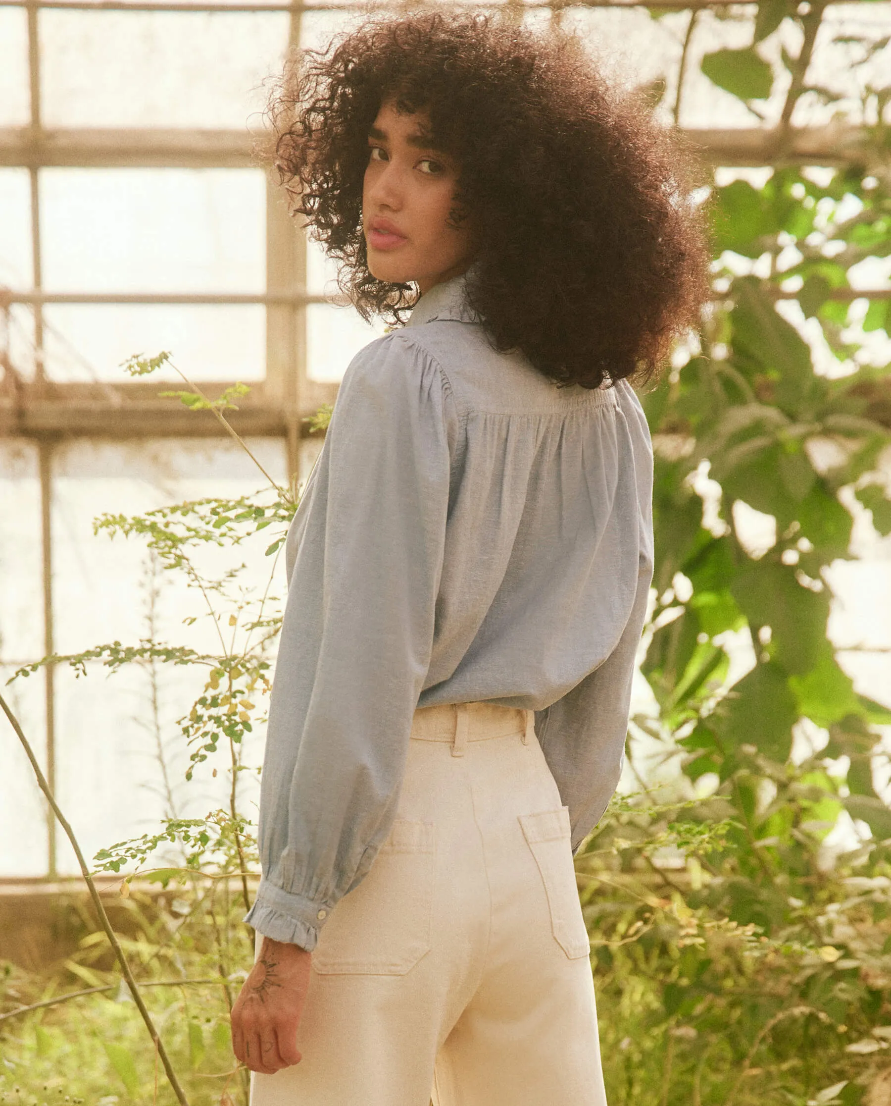 The Hemmingway Top. -- Light Chambray