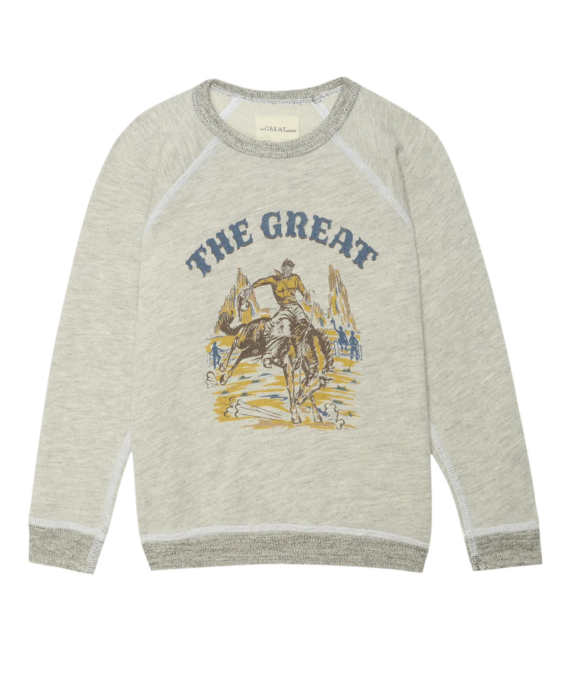 The Little College Sweatshirt. Graphic -- Soft Heather Grey with Rodeo Graphic