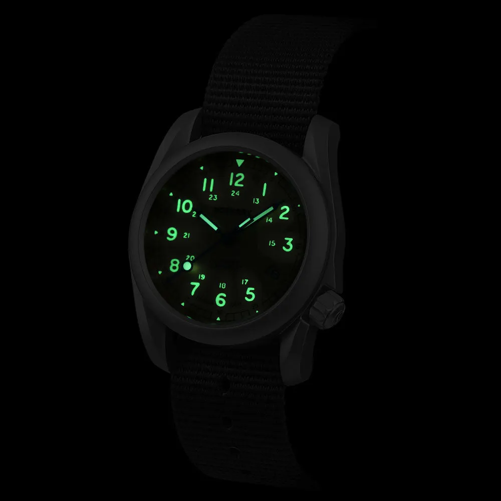 VOYAGER - 100M Waterproof Titanium Automatic Field Watch | Vintage Noir